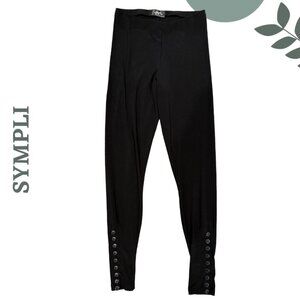 Sympli Stretch Leggings with Ankle Button Detail | Black | Size 2